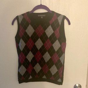 Brooks Brothers Merino Wool Purple, Black, Grey,  Argyle Shell Sweater Size L